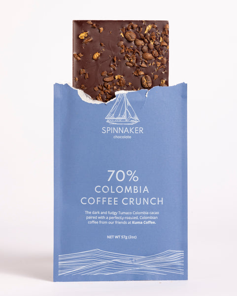 Spinnaker 70% Colombia Coffee Crunch Chocolate Bar Collab