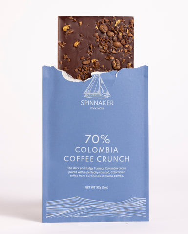 Spinnaker 70% Colombia Coffee Crunch Chocolate Bar Collab
